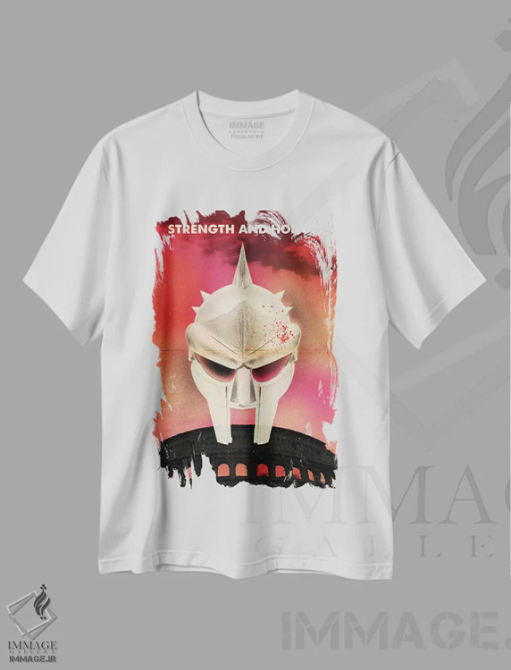 تیشرت سفید طرح دار هنر سفر فیلم گلادیاتور، هنر دیجیتال اثر ۲ توست دیزاین | immage.ir