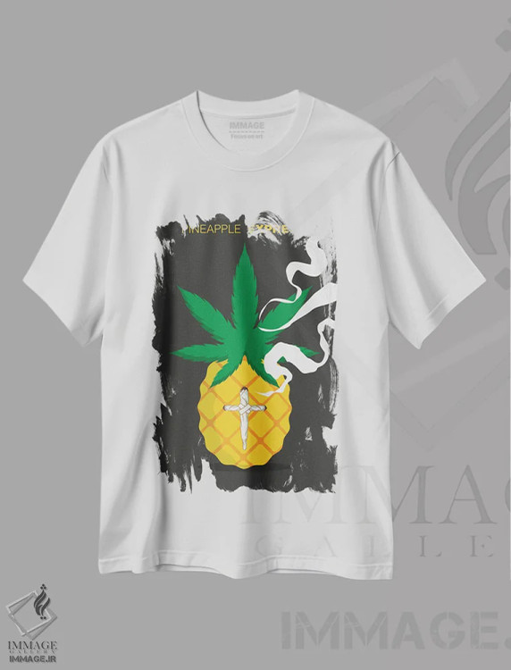 تیشرت سفید طرح دار هنر فیلم پاین اپل اکسپرس، هنر دیجیتال اثر ۲ توست دیزاین | immage.ir