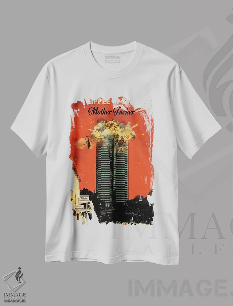 تیشرت سفید طرح دار هنر فیلم سفر جان سخت، هنر دیجیتال اثر ۲ توست دیزاین | فروشگاه ایماژ