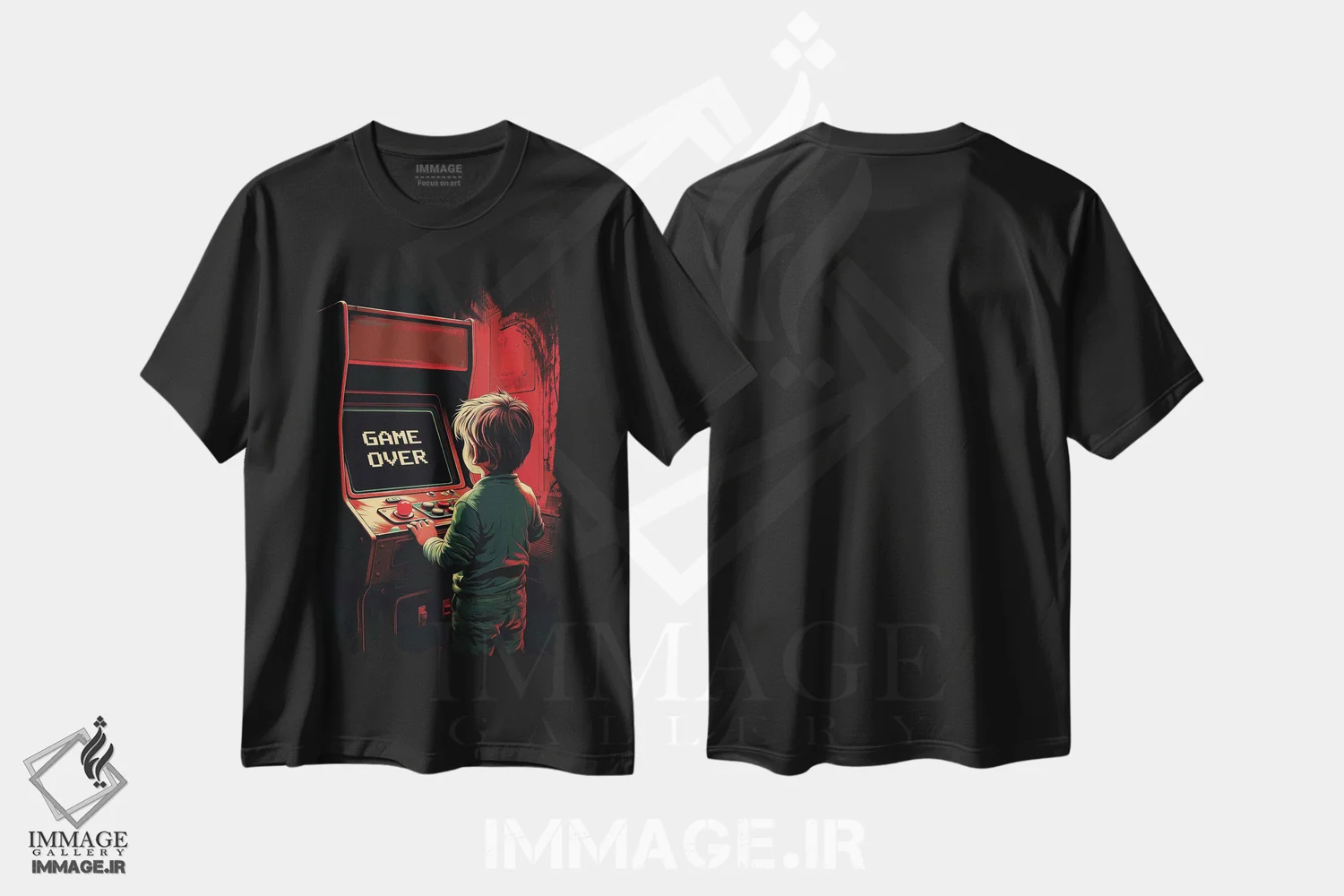 تیشرت مشکی طرح دار پایان بازی آرکید، هنر دیجیتال اثر ۲ توست دیزاین | فروشگاه ایماژ