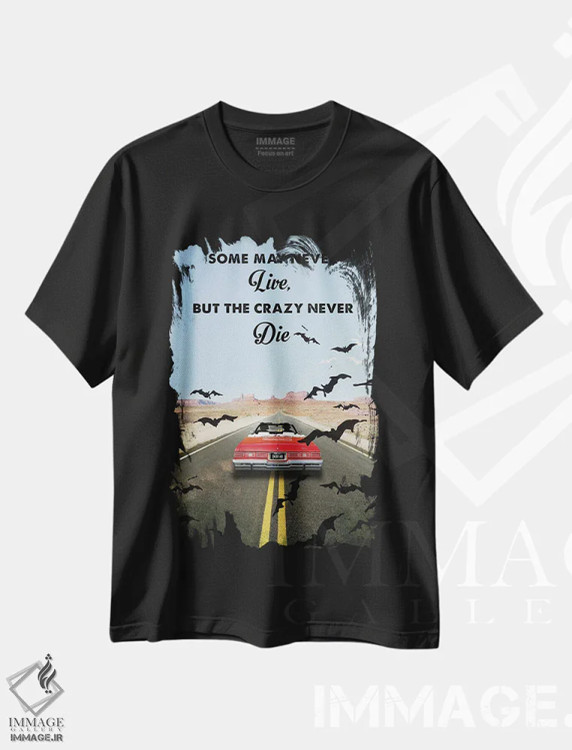 تیشرت مشکی طرح دار هنر فیلم سفر ترس و نفرت در لاس وگاس، هنر دیجیتال اثر ۲ توست دیزاین | فروشگاه ایماژ