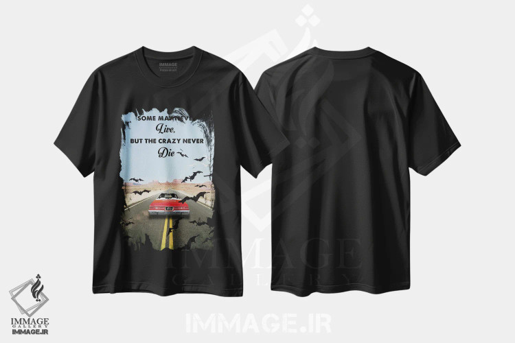 تیشرت مشکی طرح دار هنر فیلم سفر ترس و نفرت در لاس وگاس، هنر دیجیتال اثر ۲ توست دیزاین | فروشگاه ایماژ