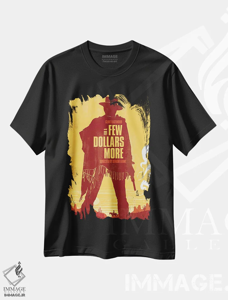 تیشرت مشکی طرح دار هنر فیلم به خاطر چند دلار بیشتر، تزئینی اثر ۲ توست دیزاین | immage.ir