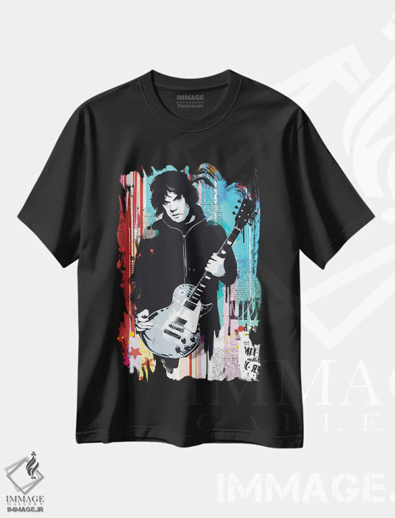 تیشرت مشکی طرح دار پاپ آرت گری مور، هنر دیجیتال اثر ۲ توست دیزاین | فروشگاه ایماژ
