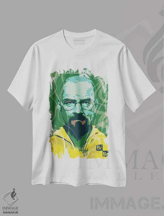 تیشرت سفید طرح دار هنر هایزنبرگ، هنر دیجیتال اثر ۲ توست دیزاین | فروشگاه ایماژ