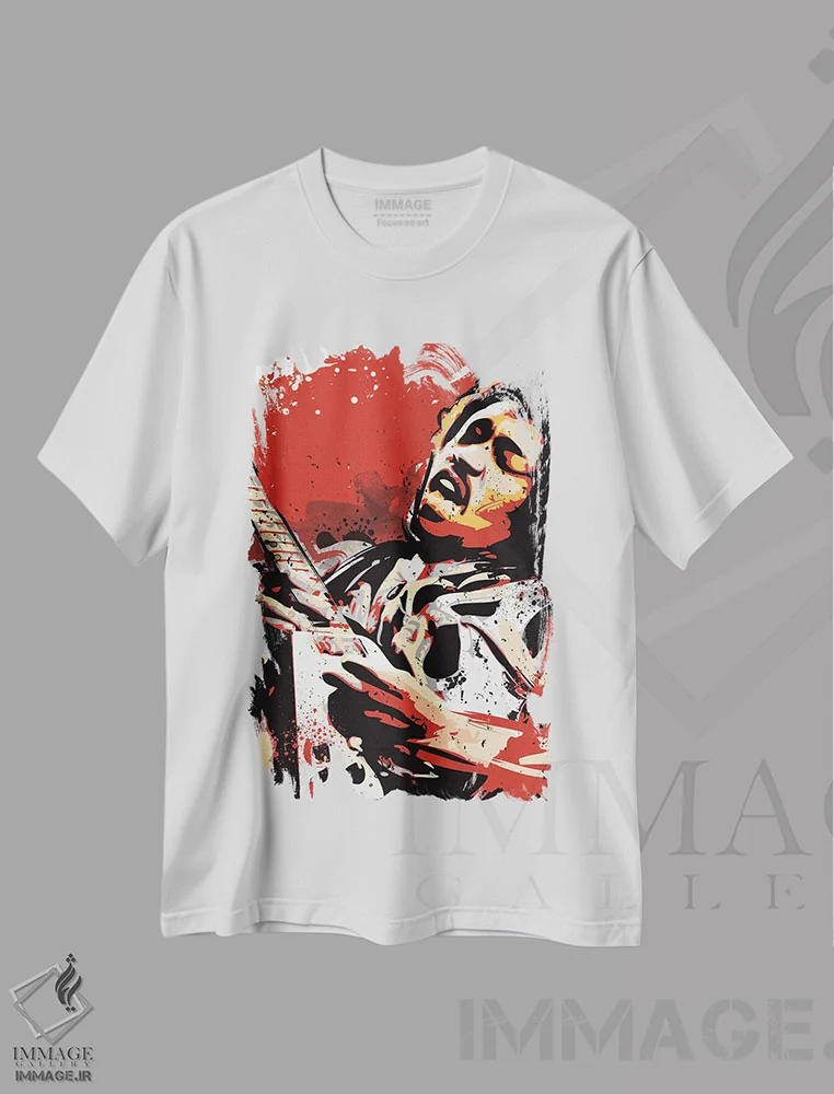 تیشرت سفید طرح دار پاپ آرت جیمی هندریکس، هنر دیجیتال اثر ۲ توست دیزاین | immage.ir