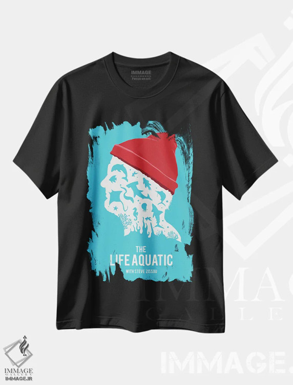 تیشرت مشکی طرح دار هنر فیلم زندگی در آب، هنر دیجیتال اثر ۲ توست دیزاین | immage.ir