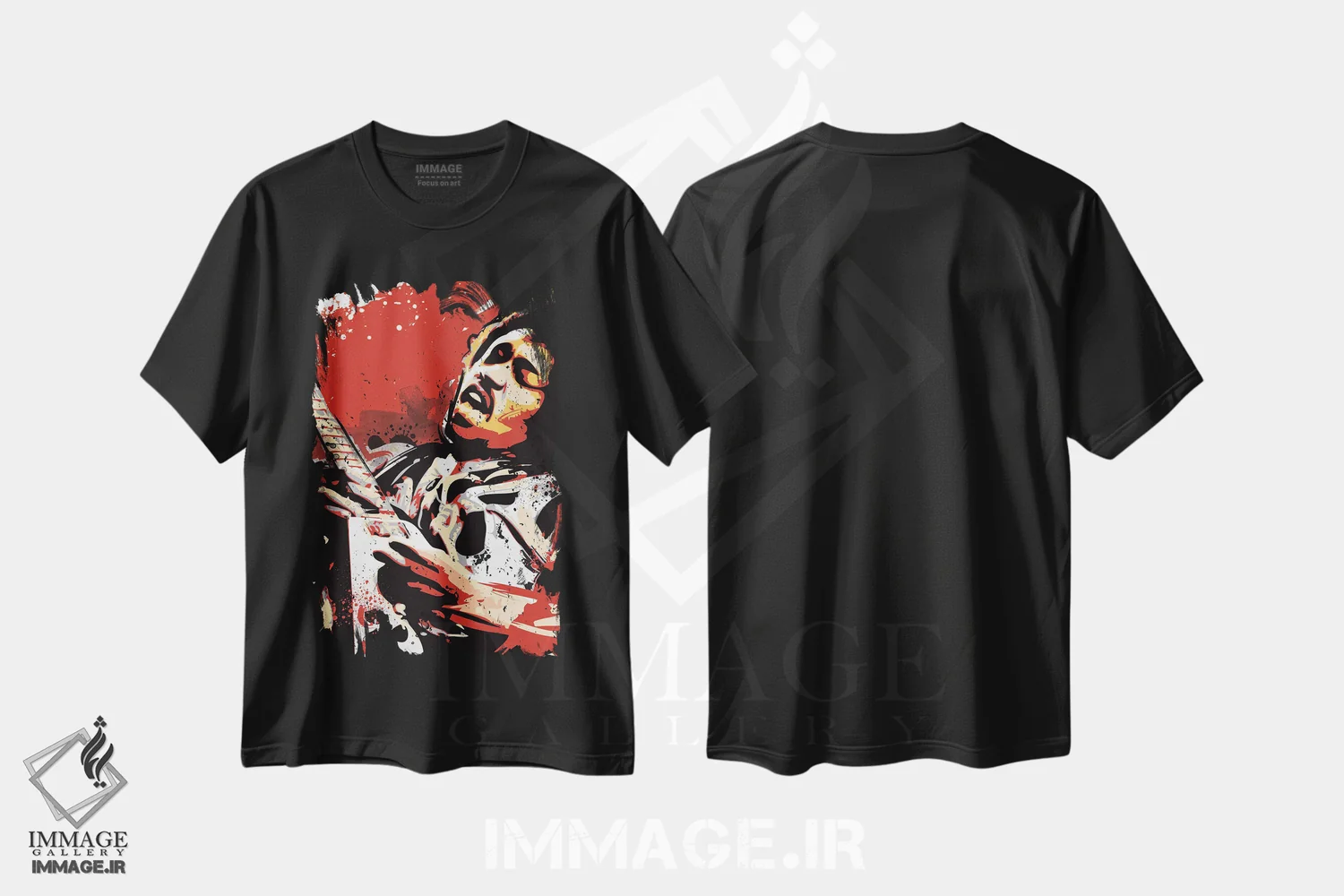 تیشرت مشکی طرح دار پاپ آرت جیمی هندریکس، هنر دیجیتال اثر ۲ توست دیزاین | فروشگاه ایماژ