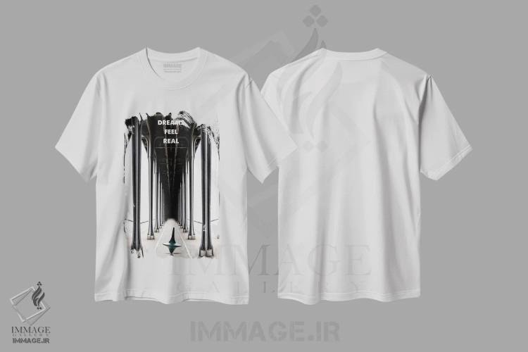 تیشرت سفید طرح دار هنر فیلم سفر تلقین، هنر دیجیتال اثر ۲ توست دیزاین | immage.ir