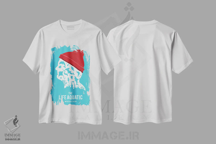 تیشرت سفید طرح دار هنر فیلم زندگی در آب، هنر دیجیتال اثر ۲ توست دیزاین | فروشگاه ایماژ