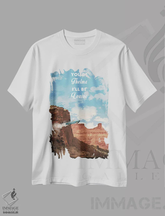 تیشرت سفید طرح دار هنر فیلم سفر تلما و لوئیز، هنر دیجیتال اثر ۲ توست دیزاین | immage.ir