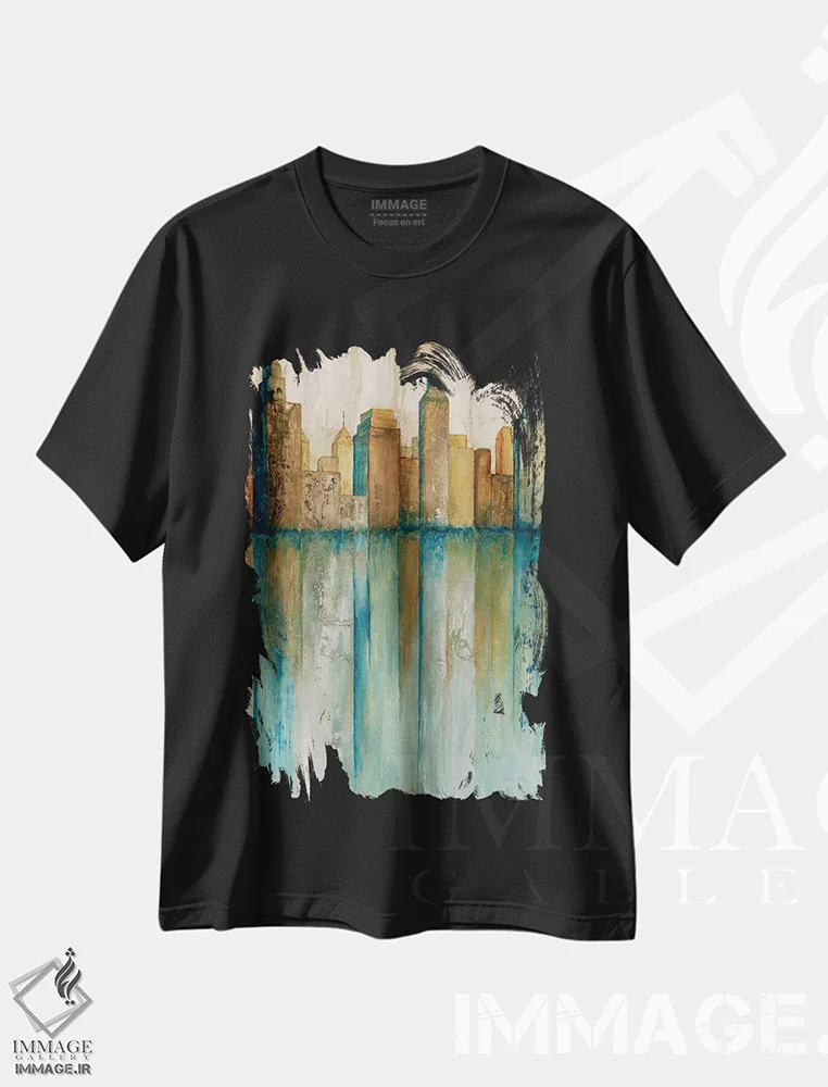 تیشرت مشکی طرح دار چشم انداز شهر ۱، دکور معاصر اثر نورم اولسن | immage.ir