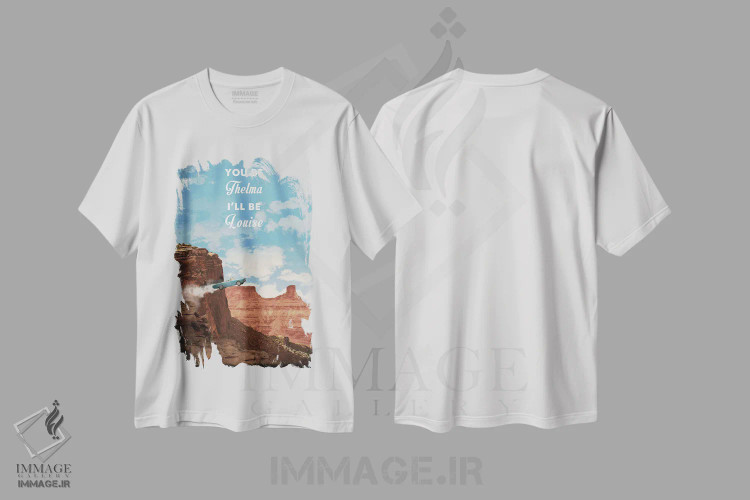 تیشرت سفید طرح دار هنر فیلم سفر تلما و لوئیز، هنر دیجیتال اثر ۲ توست دیزاین | immage.ir