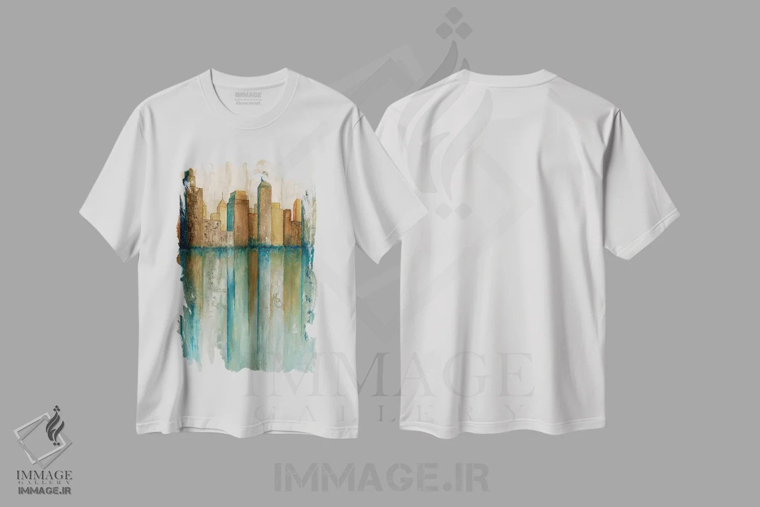 تیشرت سفید طرح دار چشم انداز شهر ۱، دکور معاصر اثر نورم اولسن | فروشگاه ایماژ