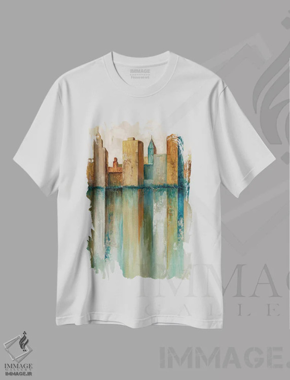 تیشرت سفید طرح دار چشم انداز شهر ۲، دکور معاصر اثر نورم اولسن | immage.ir