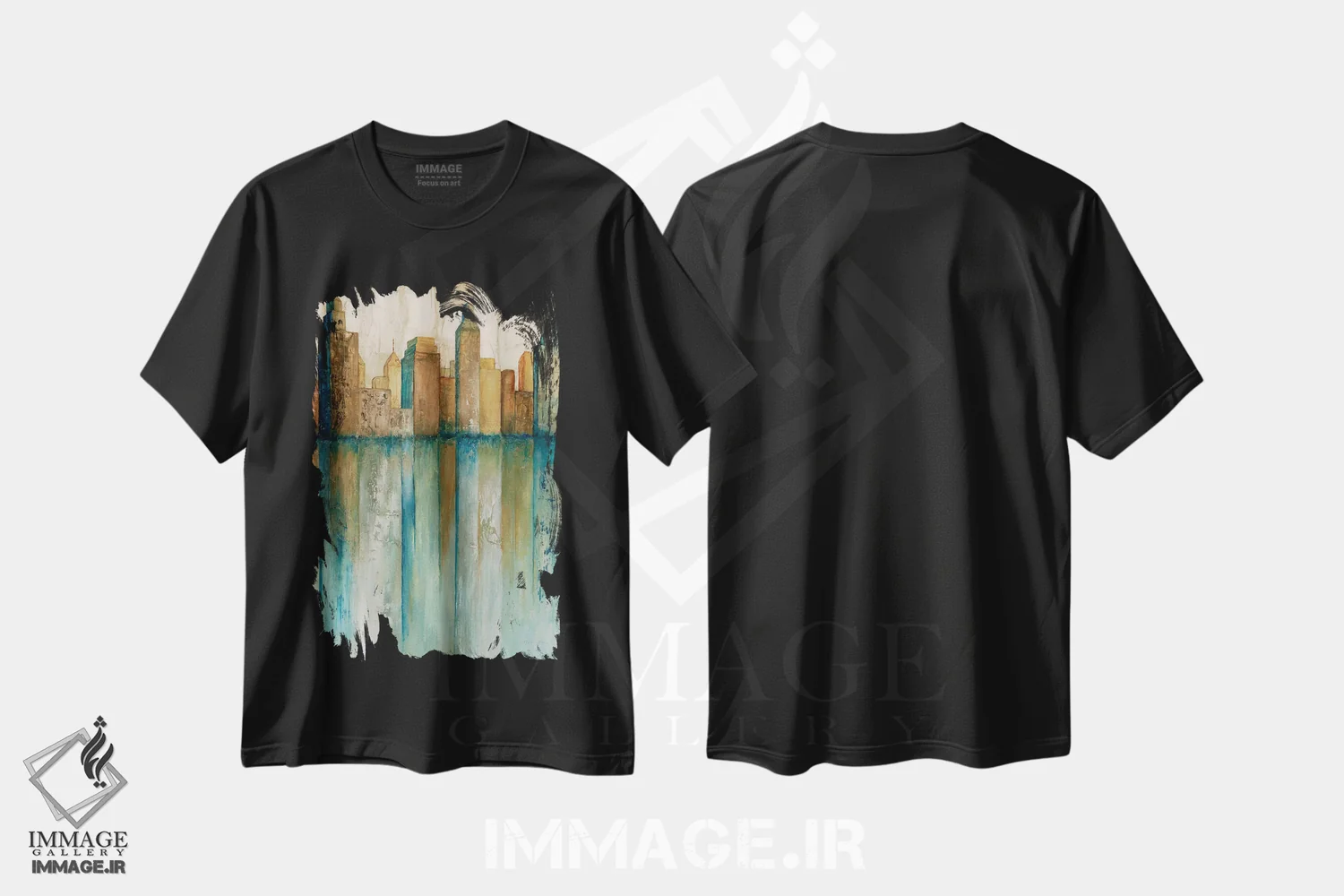 تیشرت مشکی طرح دار چشم انداز شهر ۱، دکور معاصر اثر نورم اولسن | immage.ir