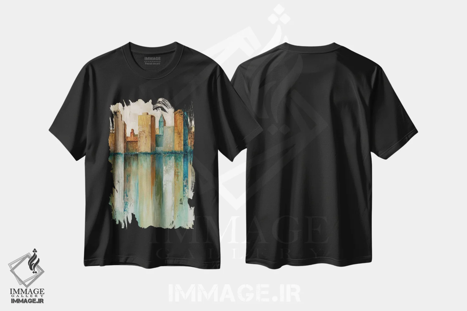 تیشرت مشکی طرح دار چشم انداز شهر ۲، دکور معاصر اثر نورم اولسن | فروشگاه ایماژ