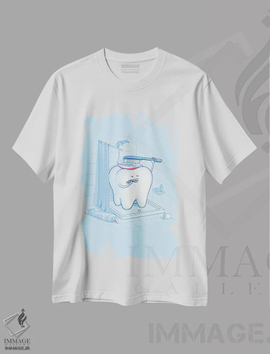 تیشرت سفید طرح دار بهداشت دندان، هنر دیجیتال اثر نائولیتو | فروشگاه ایماژ