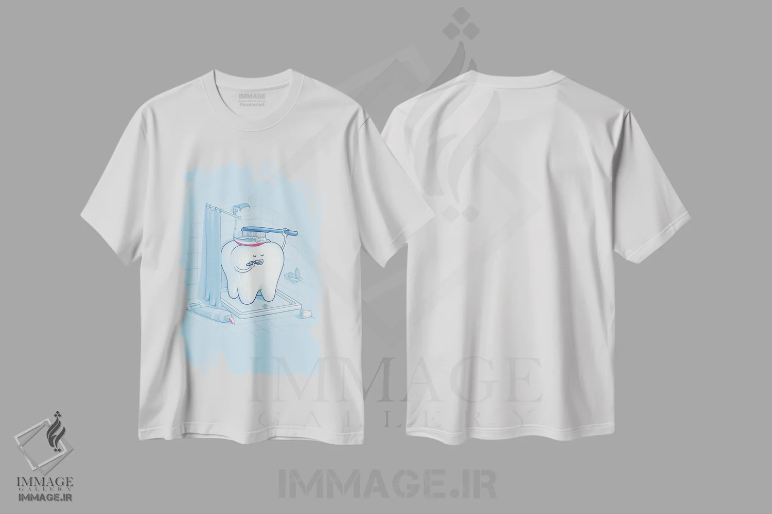 تیشرت سفید طرح دار بهداشت دندان، هنر دیجیتال اثر نائولیتو | فروشگاه ایماژ