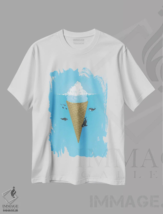 تیشرت سفید طرح دار بخش پنهان کوه یخ، هنر دیجیتال اثر نائولیتو | immage.ir