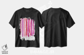 تیشرت مشکی طرح دار خطوط رژگونه ای گلدار صورتی-قرمز، هنر دیجیتال اثر نوتسنیو آرت | immage.ir
