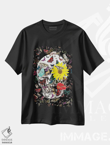 تیشرت مشکی طرح دار اکوسیستم جمجمه، دکوراسیون جایگزین اثر نوتسنیو آرت | فروشگاه ایماژ