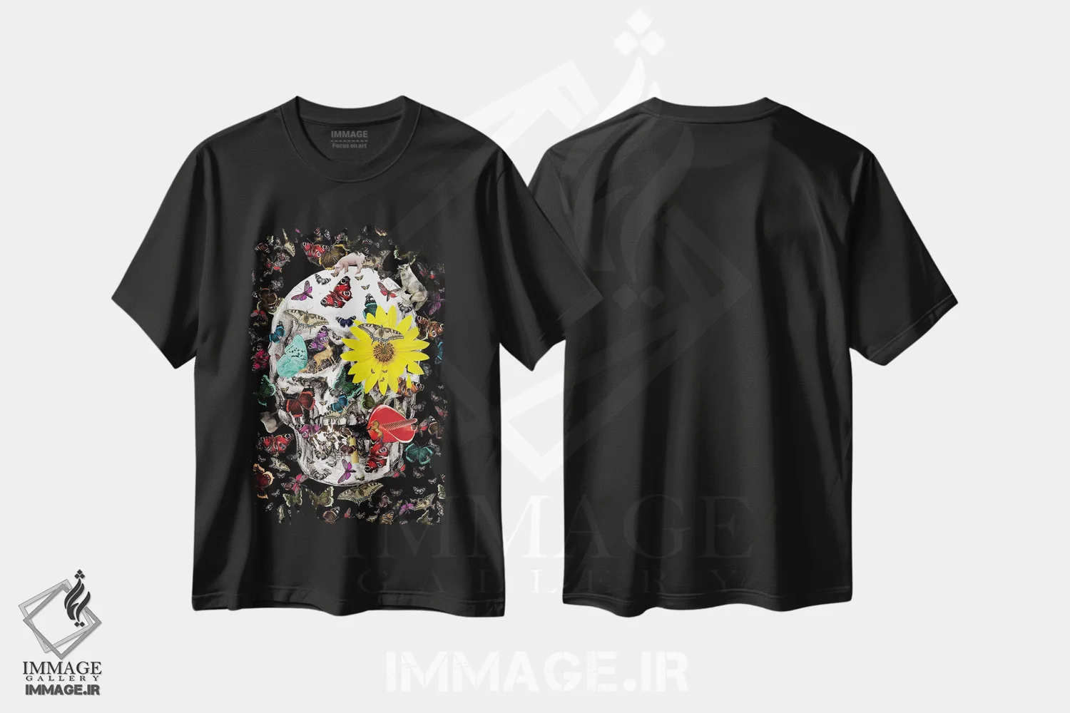 تیشرت مشکی طرح دار اکوسیستم جمجمه، دکوراسیون جایگزین اثر نوتسنیو آرت | فروشگاه ایماژ