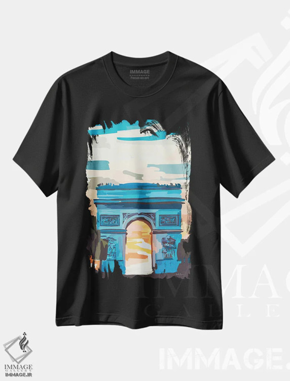 تیشرت مشکی طرح دار قوس، تزئینی اثر آملیا نویز | immage.ir