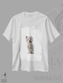 تیشرت سفید طرح دار توله سگ سفید، تزئینی اثر آملیا نویز | immage.ir