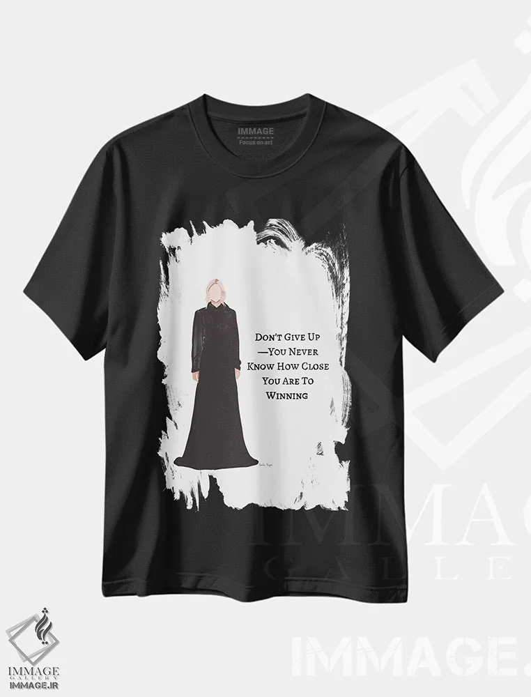 تیشرت مشکی طرح دار برنده شدن، تزئینی اثر آملیا نویز | immage.ir