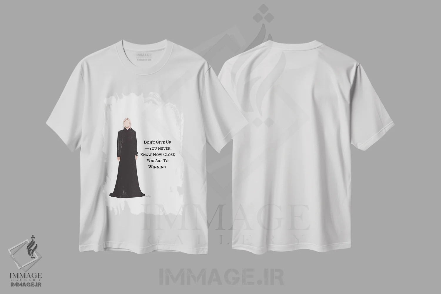 تیشرت سفید طرح دار برنده شدن، تزئینی اثر آملیا نویز | فروشگاه ایماژ