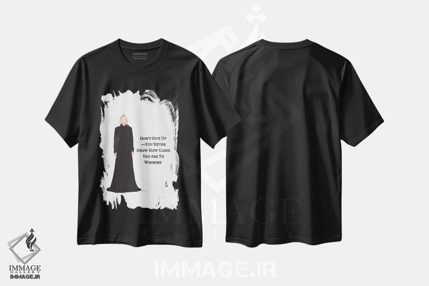 تیشرت مشکی طرح دار برنده شدن، تزئینی اثر آملیا نویز | immage.ir