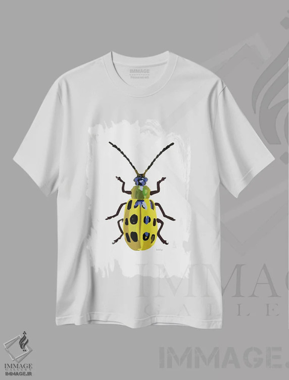 تیشرت سفید طرح دار سوسک، تزئینی اثر آملیا نویز | فروشگاه ایماژ