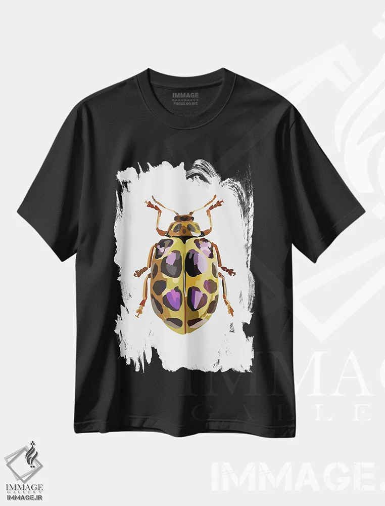 تیشرت مشکی طرح دار سوسک، تزئینی اثر آملیا نویز | immage.ir