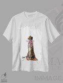 تیشرت سفید طرح دار گل های یوزپلنگ، تزئینی اثر آملیا نویز | فروشگاه ایماژ
