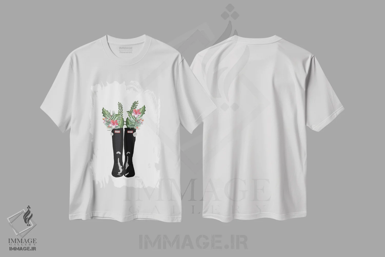 تیشرت سفید طرح دار چکمه های کریسمس، تزئینی اثر آملیا نویز | immage.ir