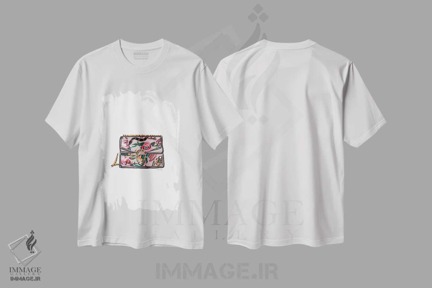 تیشرت سفید طرح دار کیف اوت کوتور، تزئینی اثر آملیا نویز | فروشگاه ایماژ