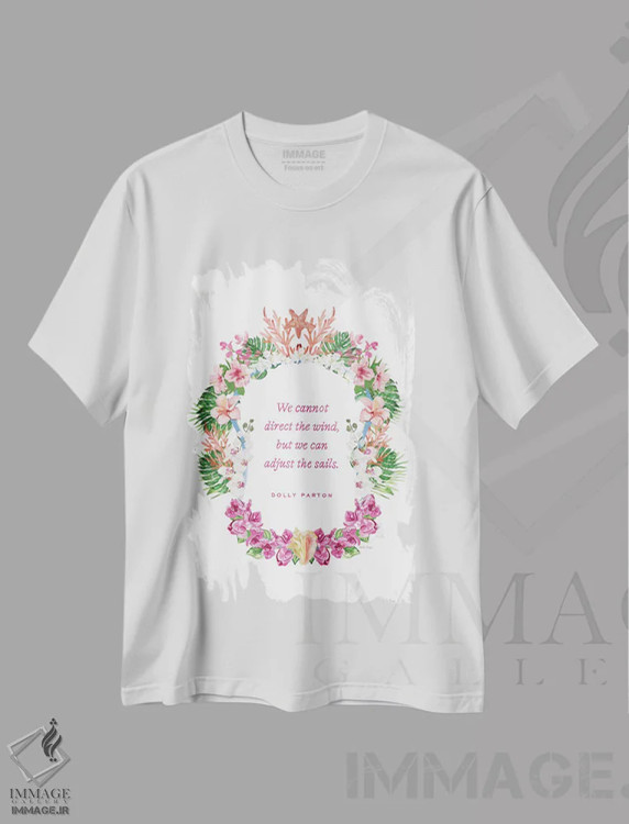 تیشرت سفید طرح دار دالی پارتن، تزئینی اثر آملیا نویز | immage.ir