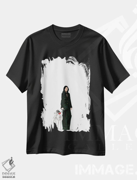 تیشرت مشکی طرح دار دختر مد و سگ، تزئینی اثر آملیا نویز | immage.ir