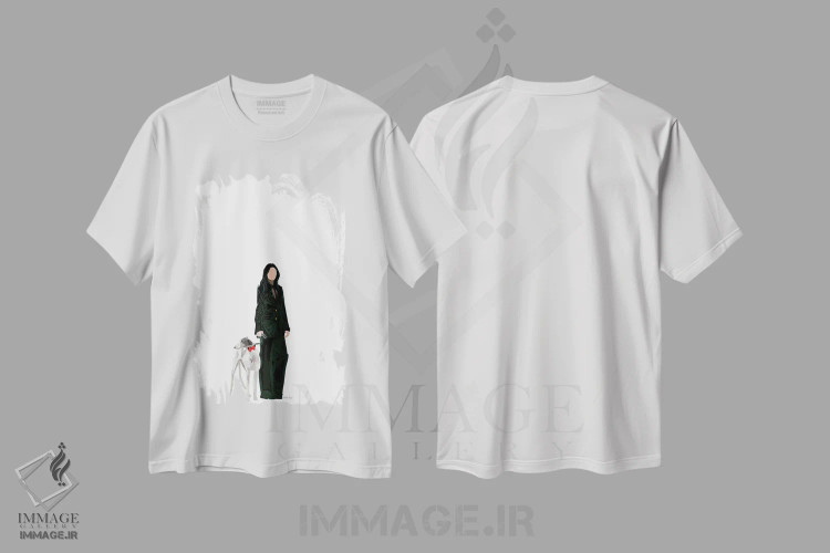تیشرت سفید طرح دار دختر مد و سگ، تزئینی اثر آملیا نویز | فروشگاه ایماژ