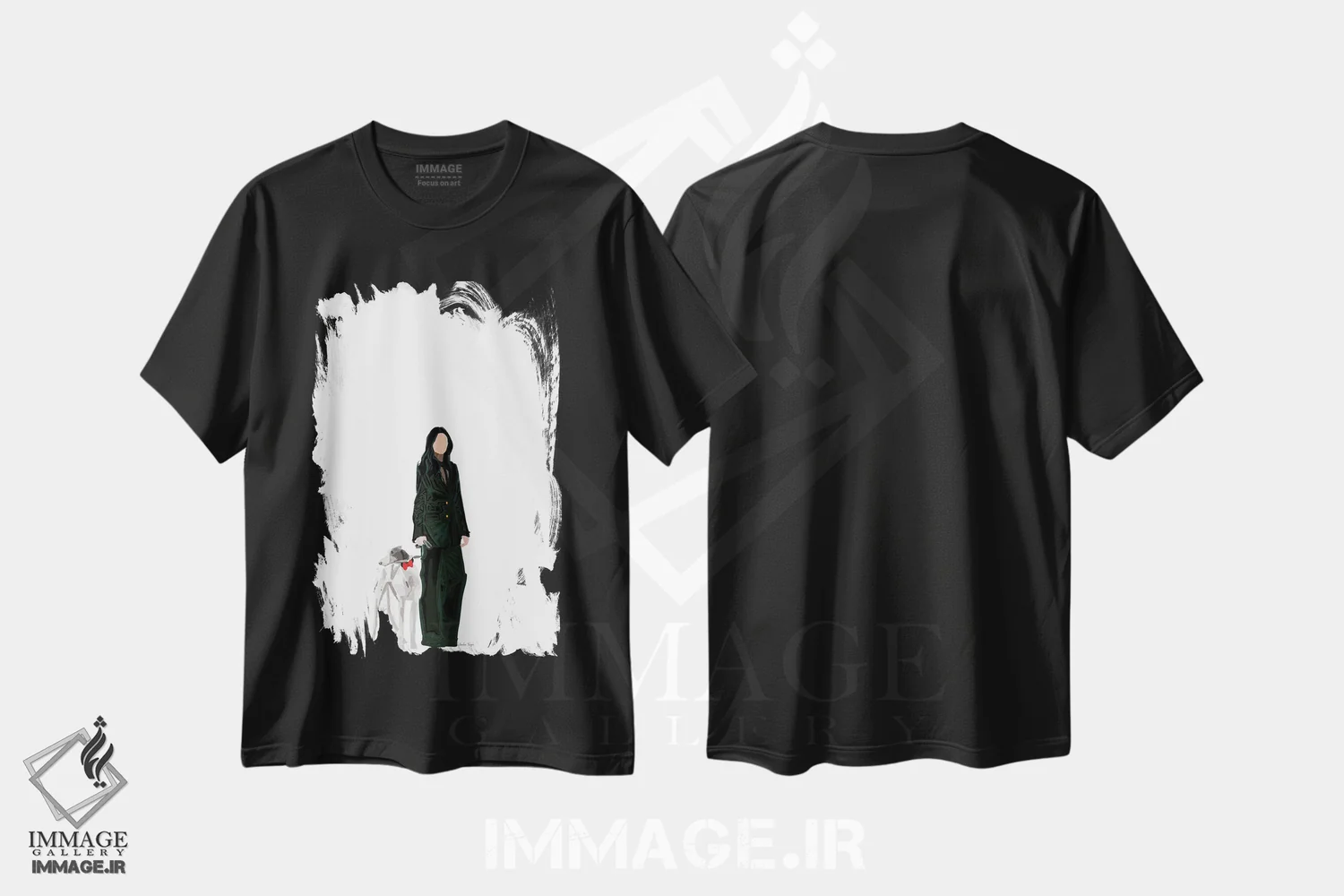 تیشرت مشکی طرح دار دختر مد و سگ، تزئینی اثر آملیا نویز | immage.ir