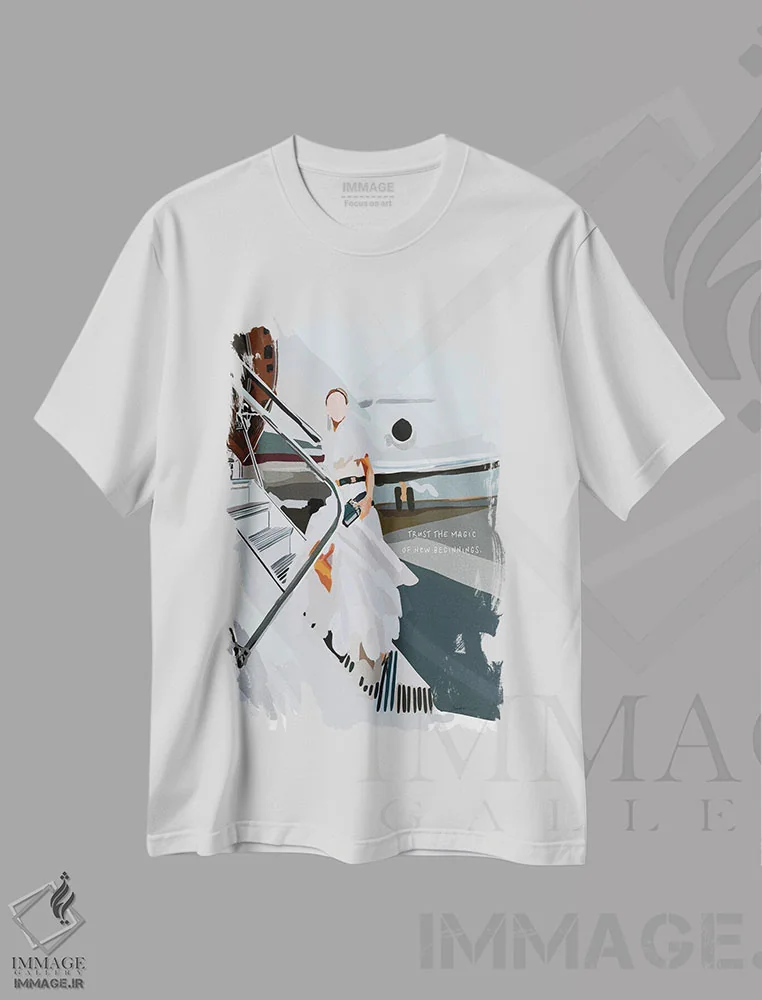تیشرت سفید طرح دار هواپیمای مد، تزئینی اثر آملیا نویز | immage.ir
