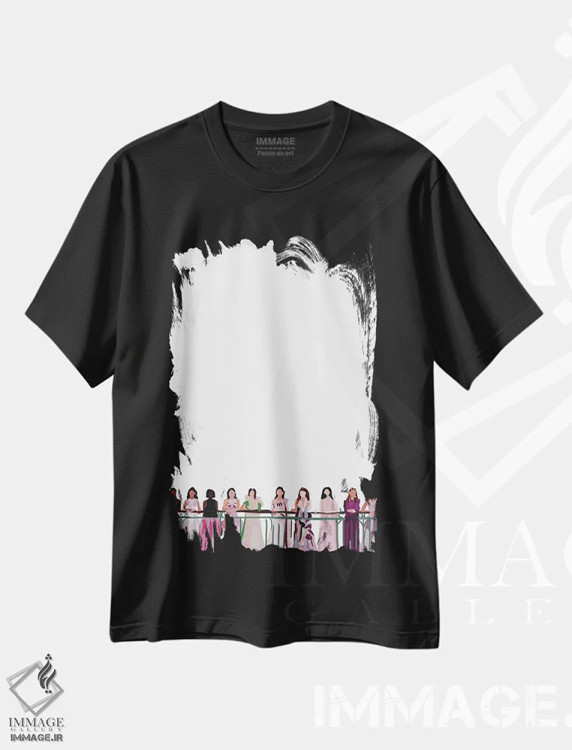 تیشرت مشکی طرح دار نمایش مد، هنر آمریکایی آفریقایی تبار اثر آملیا نویز | فروشگاه ایماژ