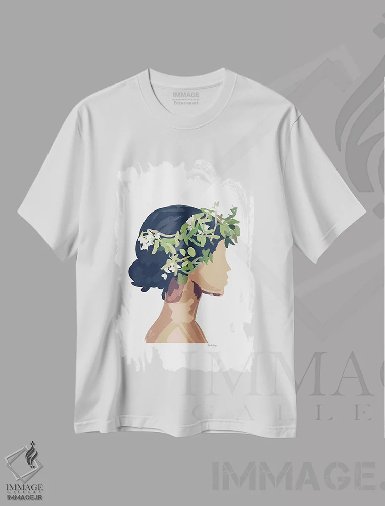 تیشرت سفید طرح دار تاج گل، تزئینی اثر آملیا نویز | فروشگاه ایماژ