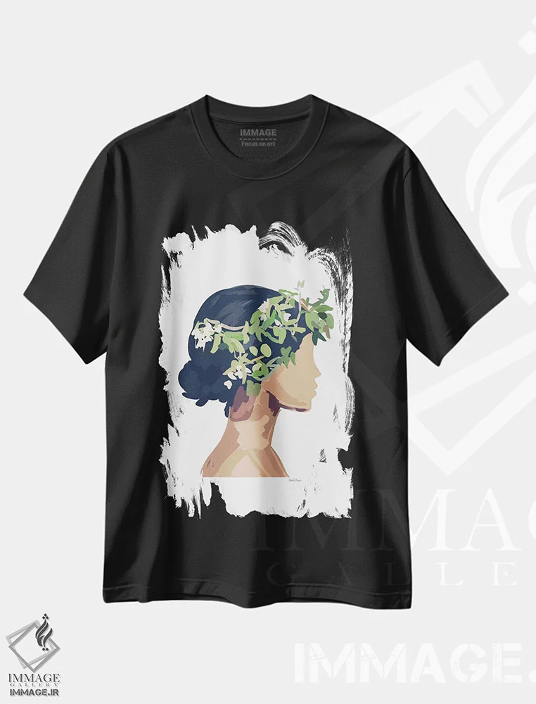 تیشرت مشکی طرح دار تاج گل، تزئینی اثر آملیا نویز | immage.ir
