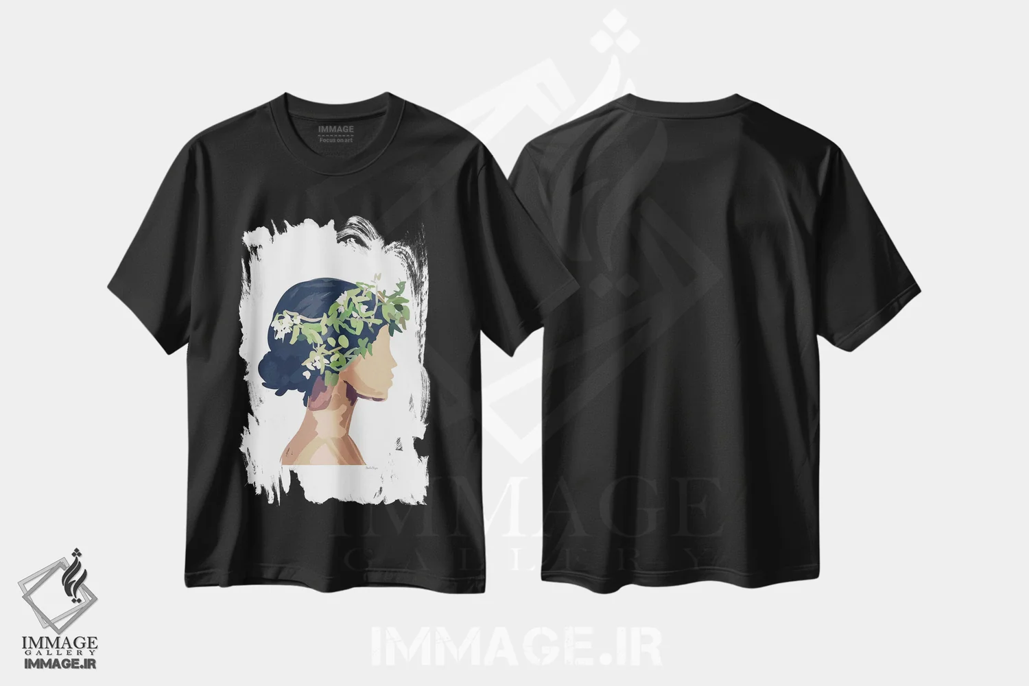 تیشرت مشکی طرح دار تاج گل، تزئینی اثر آملیا نویز | immage.ir