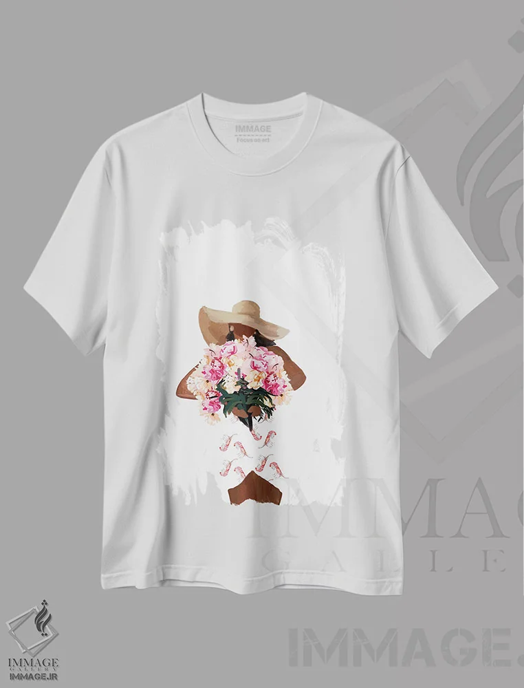 تیشرت سفید طرح دار مدگرای گل پوش، هنر آمریکایی آفریقایی تبار اثر آملیا نویز | فروشگاه ایماژ