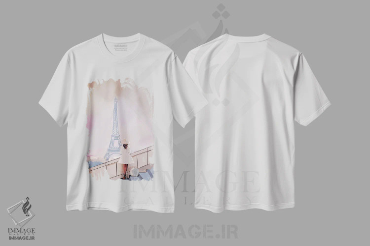 تیشرت سفید طرح دار فرانسه، تزئینی اثر آملیا نویز | فروشگاه ایماژ