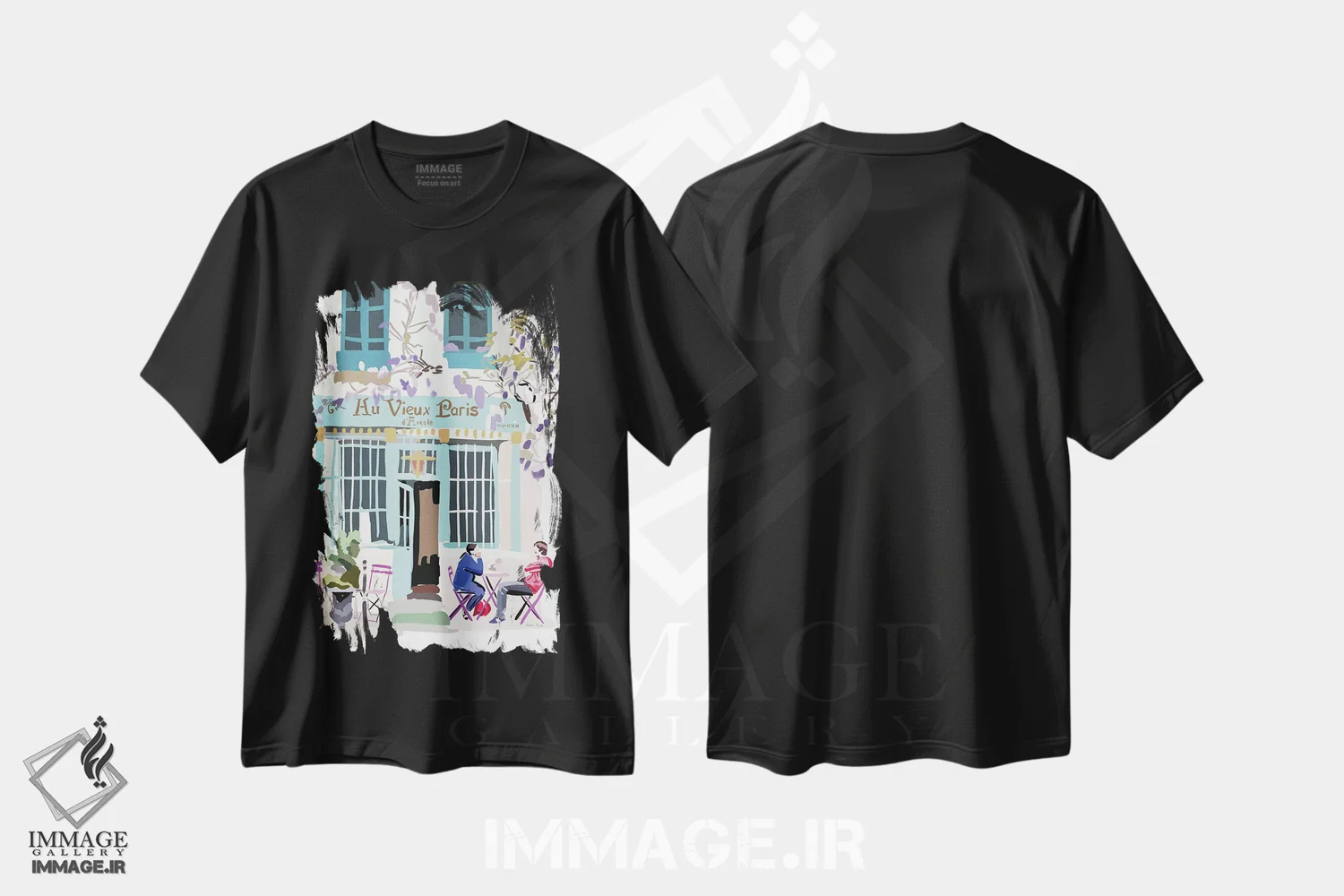 تیشرت مشکی طرح دار کافه فرانسوی، تزئینی اثر آملیا نویز | immage.ir