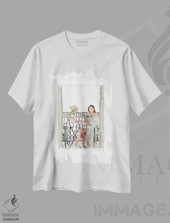 تیشرت سفید طرح دار منوی صبحگاهی، تزئینی اثر آملیا نویز | immage.ir